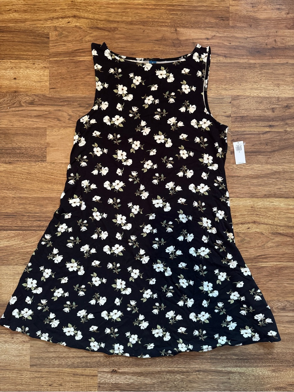 Old Navy Black Dress with White Floral Print